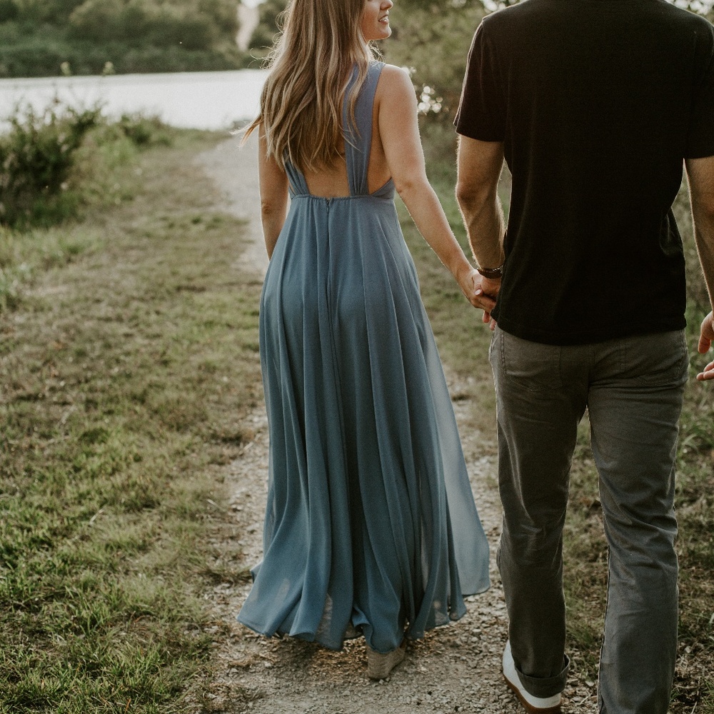Lulus slate blue backless maxi dress - worn once